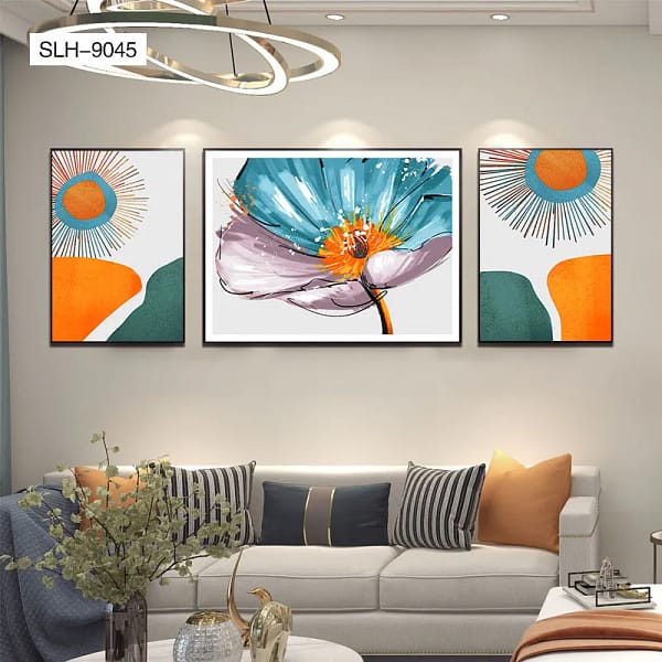 SLH-9045-Serene Floral Wall with Vintage Chair Trio Wall Art Serene Floral Wall with Vintage Chair Trio Wall Art