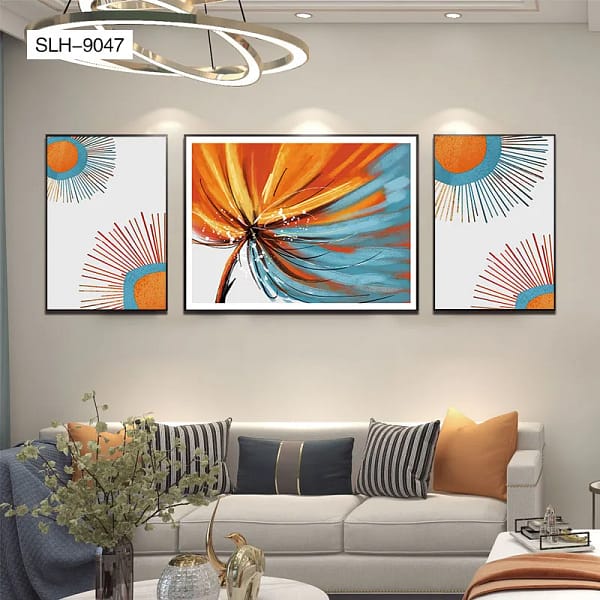 Vibrant Orange & Blue Flower Miniature Wall Art