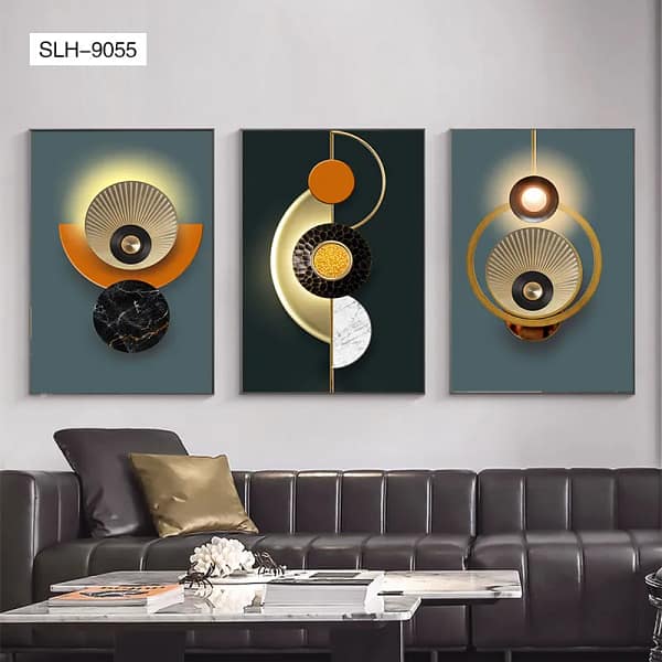 Warm Ambient Elegant 3-Light Wall & Lamp Set Wall Art