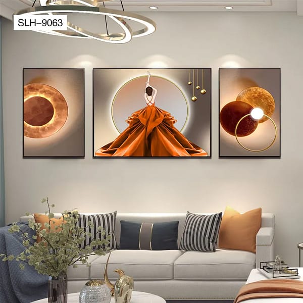 SLH-9063-Confident Woman in Orange Dress Wall Art Confident Woman in Orange Dress Wall Art