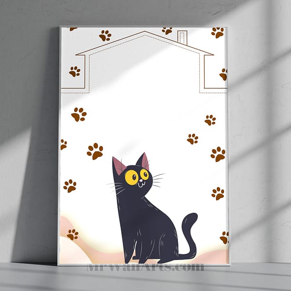 Cute Black Cat Wall Art Printable for Home Decor Cute Black Cat Wall Art Printable for Home Decor