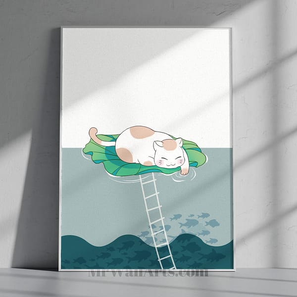 Cute Cat Resting on a Giant Amazon Water Lily Cute Cat Resting on a Giant Amazon Water Lily