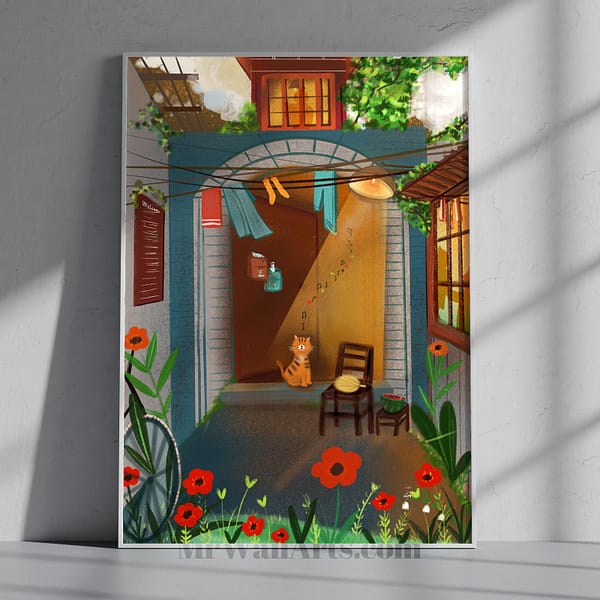 Whimsical Cat and Balloon Printable Wall Art Whimsical Cat and Balloon Printable Wall Art