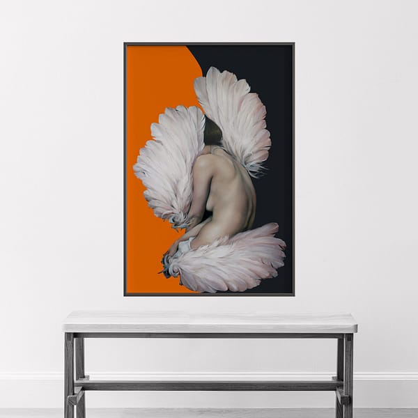 1-(10) Mysterious Woman with White Feathers Abstract Wall Art Mysterious Woman with White Feathers Abstract Wall Art