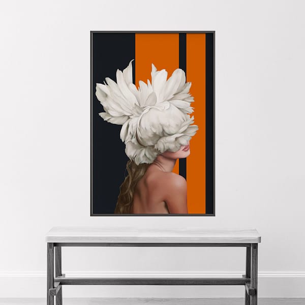 1-(13) Aesthetic Feathered Woman Illustration Orange Accent Decor Aesthetic Feathered Woman Illustration Orange Accent Decor