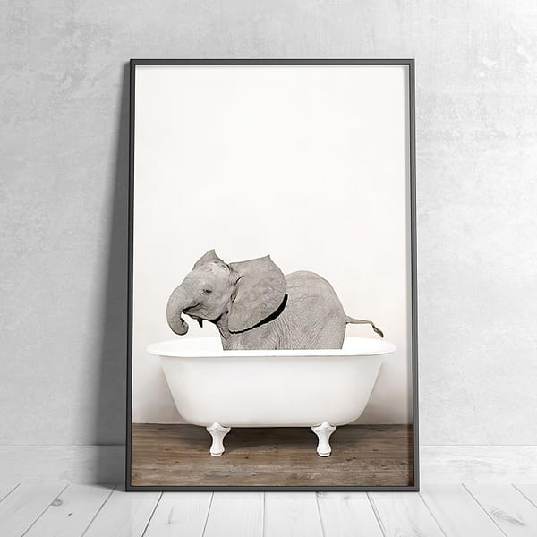 Baby Elephant in White Bathtub Playful Digital Art Baby Elephant in White Bathtub Playful Digital Art