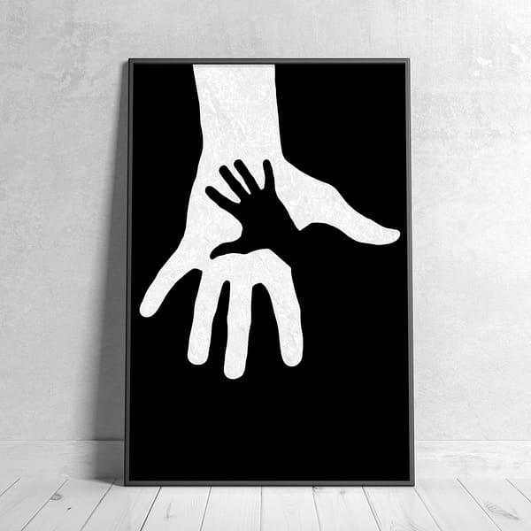 Hand in Hand Black and White Emotional Wall Art Hand in Hand Black and White Emotional Wall Art