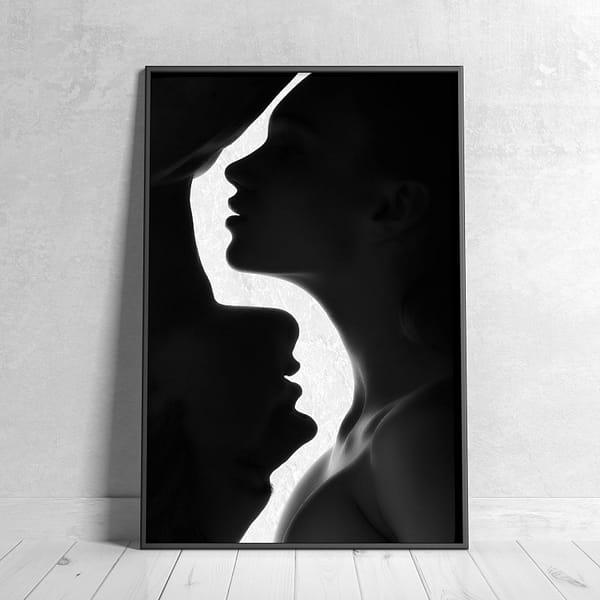 Minimalist Black and White Heads - Up & Down Wall Art Minimalist Black and White Heads - Up & Down Wall Art