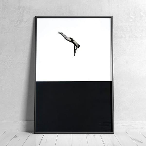 Minimalist Color Block Diving Sports Painting Wall Art Minimalist Color Block Diving Sports Painting Wall Art
