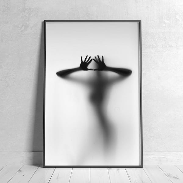 Minimalist Nude Girl in Shower Black and White Wall Art Minimalist Nude Girl in Shower Black and White Wall Art