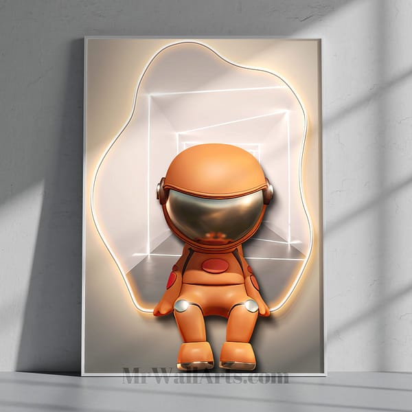 Orange KAWS the Astronaut Wall Art Orange KAWS the Astronaut Modern Wall Art