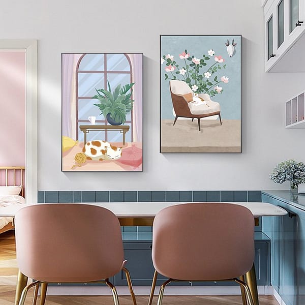 Set of 2 Aesthetic Cats Wall Art Digital Instant Download Set of 2 Aesthetic Cats Wall Art Digital Instant Download