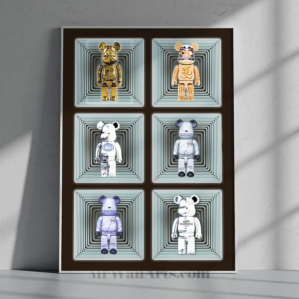 Six Giant Modern KAWS Standing Figures Wall Art Six Giant Modern KAWS Standing Figures Wall Art