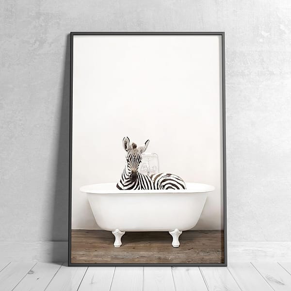 Vigilant Zibra in a White Clawfoot Bathtub Wall Art Vigilant Zibra in a White Clawfoot Bathtub Wall Art