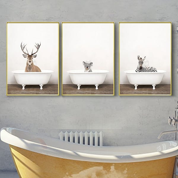 效果 (1) Winter Stag, Koala, Zibra Bathroom 3 Set of Wall Arts Winter Stag, Koala, Zibra Bathroom 3 Set of Wall Arts