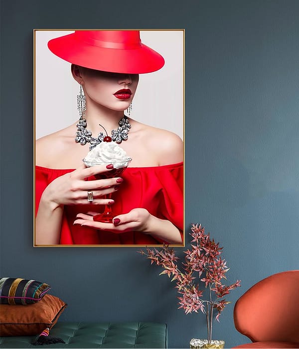 Modern Lady in Hot Red with Cocktail Modern Lady in Hot Red with Cocktail